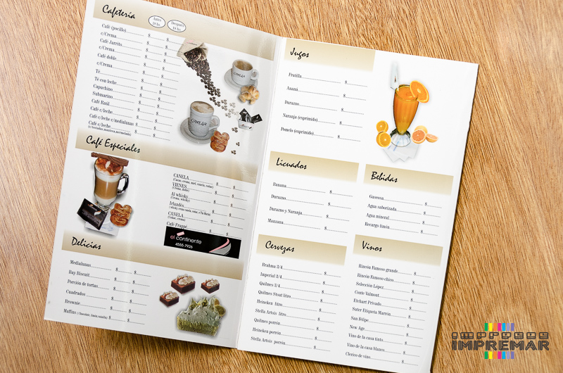 imprenta carta de comida
