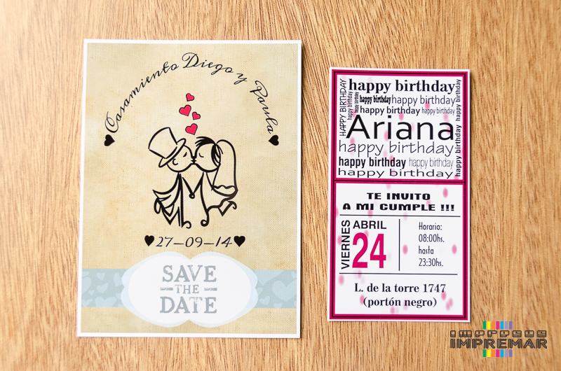 Tarjetas de cumpleaños, comunión, casamiento...